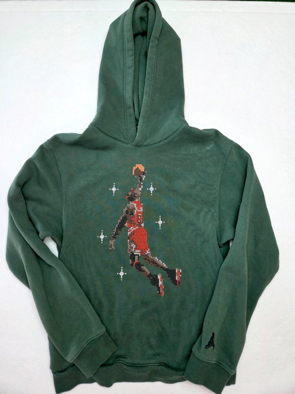 Jordan Men's XS Green Pixelated Michael Jordan Dunk Graphic Hoodie